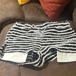 Black and White Striped Women Shorts